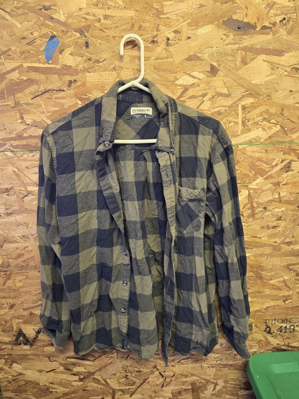 Magellan Outdoors Olive and Black Plaid Long-Sleeve Button-Down Shirt